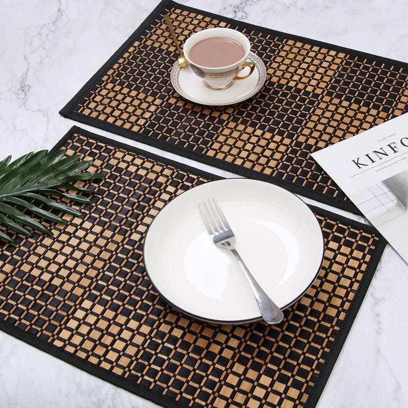 MARSCOOL Placemats Set of 4 for Dining Table, Bamboo Place Mats for Kitchen Table Decor, Table Mats Heat Resistant & Non-Slip for Indoor/Outdoor Party, Table Placemats Set of 4 for Dinner Table Black - Image 5
